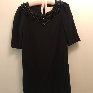 Kate Spade Black Shift Dress w Embellished Collar